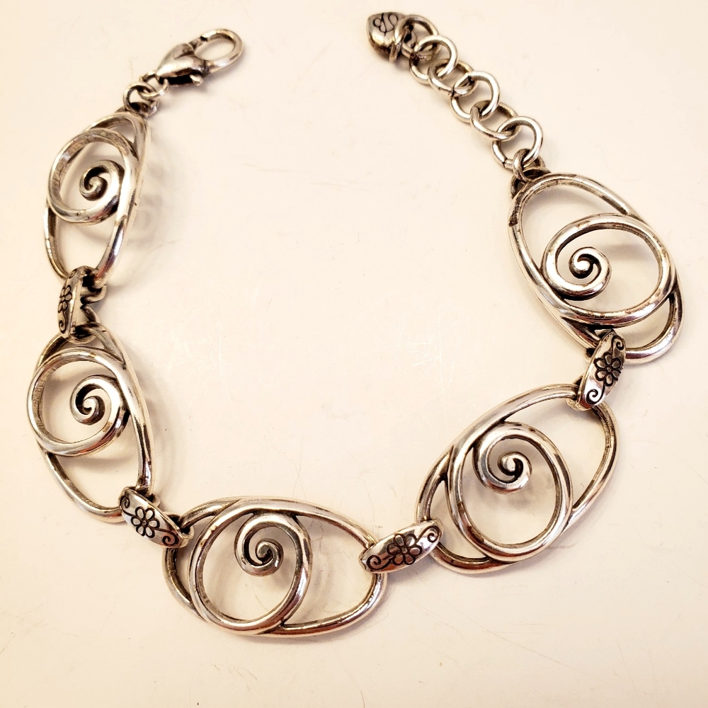 Brighton Rock & Scroll Swirl Bracelet, Silver Plated, 8 Inches Total